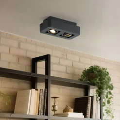 QAZQA Abgerundeter Aufbaustrahler schwarz 2-flammig dreh- und schwenkbar - Dox