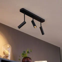 QAZQA Abgerundeter Deckenstrahler schwarz GU10 35mm 3-flammig verstellbar - Kate