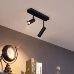 QAZQA Abgerundeter Deckenstrahler schwarz GU10 35mm 2-flammig dreh- und schwenkbar - Kate