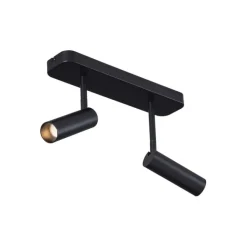 QAZQA Abgerundeter Deckenstrahler schwarz GU10 35mm 2-flammig dreh- und schwenkbar - Kate