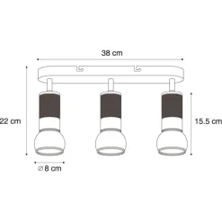 QAZQA Abgerundeter Deckenstrahler Dunkelbronze 3-flammig Verstellbar - Veerle