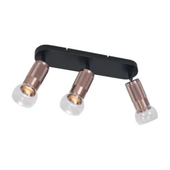 QAZQA Abgerundeter Deckenstrahler Dunkelbronze 3-flammig Verstellbar - Veerle