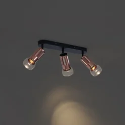 QAZQA Abgerundeter Deckenstrahler Dunkelbronze 3-flammig Verstellbar - Veerle