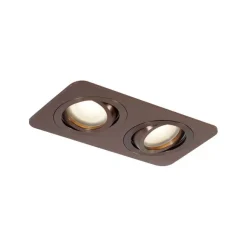QAZQA Abgerundeter Einbaustrahler Dunkelbronze GU10 50mm Drehbar und Kippbar IP44 2-Lichter - Alberto