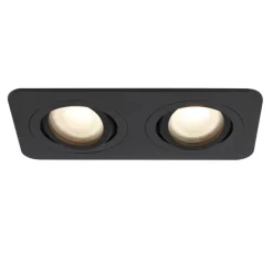 QAZQA Abgerundeter Einbaustrahler schwarz GU10 50mm dreh- und schwenkbar IP44 2-flammig - Alberto