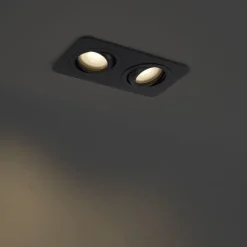 QAZQA Abgerundeter Einbaustrahler schwarz GU10 50mm dreh- und schwenkbar IP44 2-flammig - Alberto