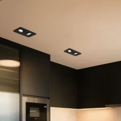 QAZQA Abgerundeter Einbaustrahler schwarz GU10 50mm dreh- und schwenkbar IP44 2-flammig - Alberto