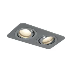 QAZQA Abgerundeter Einbaustrahler Gunmetal GU10 50mm dreh- und schwenkbar IP44 2-flammig - Alberto