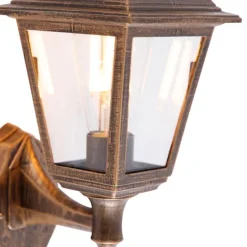 QAZQA Antike Wandleuchte Gold IP44 mit Bewegungsmelder - Capital