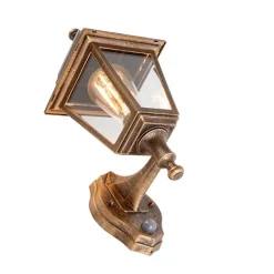 QAZQA Antike Wandleuchte Gold IP44 mit Bewegungsmelder - Capital