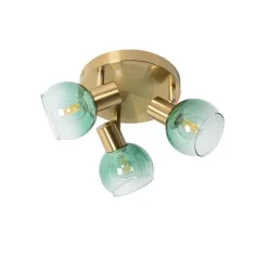 QAZQA Art Deco Deckenlampe Gold mit grünem Glas 3 Lichter - Vidro