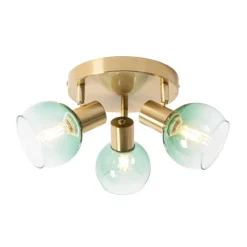 QAZQA Art Deco Deckenlampe Gold mit grünem Glas 3 Lichter - Vidro