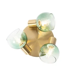 QAZQA Art Deco Deckenlampe Gold mit grünem Glas 3 Lichter - Vidro