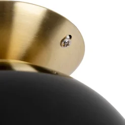 QAZQA Art Deco Deckenleuchte Messing mit schwarzem Glas - Pallon