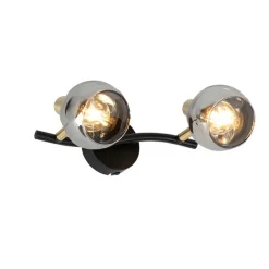 QAZQA Art Deco Deckenleuchte schwarz mit Rauchglas 2-Licht - Vidro