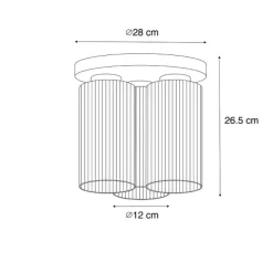 QAZQA Art Deco Deckenleuchte schwarz mit Rauchglas 3-flammig - Laura
