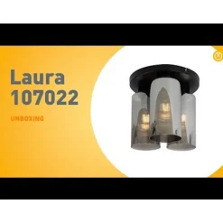 QAZQA Art Deco Deckenleuchte schwarz mit Rauchglas 3-flammig - Laura