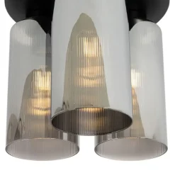 QAZQA Art Deco Deckenleuchte schwarz mit Rauchglas 3-flammig - Laura