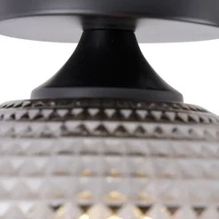 QAZQA Art Deco Deckenleuchte schwarz mit Rauchglas - Kugel