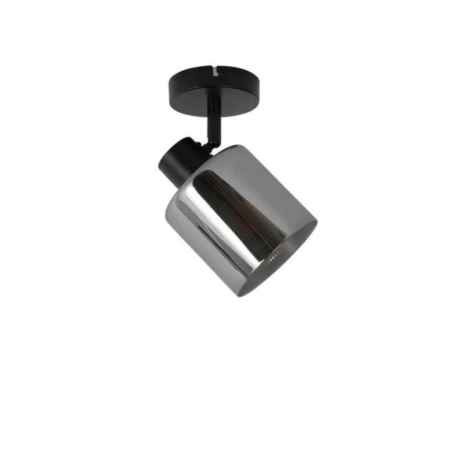 QAZQA Art Deco Deckenstrahler schwarz mit Rauchglas verstellbar - Laura