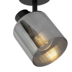 QAZQA Art Deco Deckenstrahler schwarz mit Rauchglas verstellbar - Laura