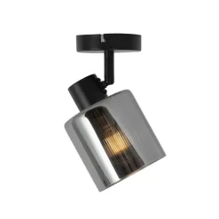 QAZQA Art Deco Deckenstrahler schwarz mit Rauchglas verstellbar - Laura