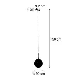 QAZQA Art Deco hanglamp goud met opaal glas incl. rail adapter zwart 1-fase - Slimline Flore