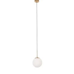 QAZQA Art Deco hanglamp goud met opaal glas incl. rail adapter zwart 1-fase - Slimline Flore