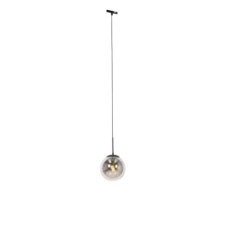 QAZQA Art Deco hanglamp zwart met smoke glas incl. rail adapter 1-fase - Slimline Flore