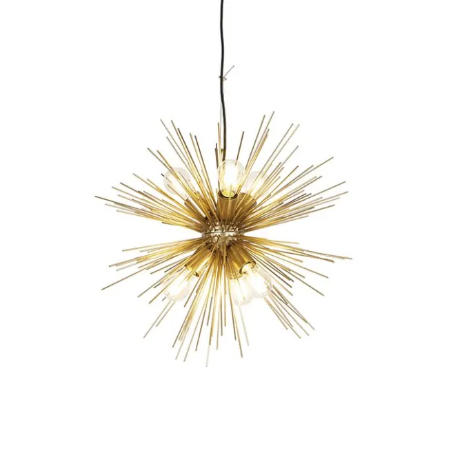 QAZQA Art Deco Hängelampe Gold 6-Licht - Besen