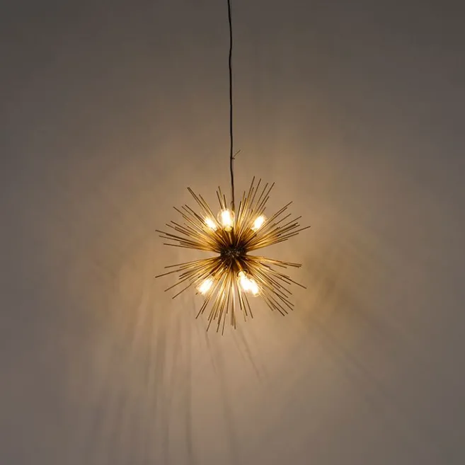 QAZQA Art Deco Hängelampe Gold 6-Licht - Besen
