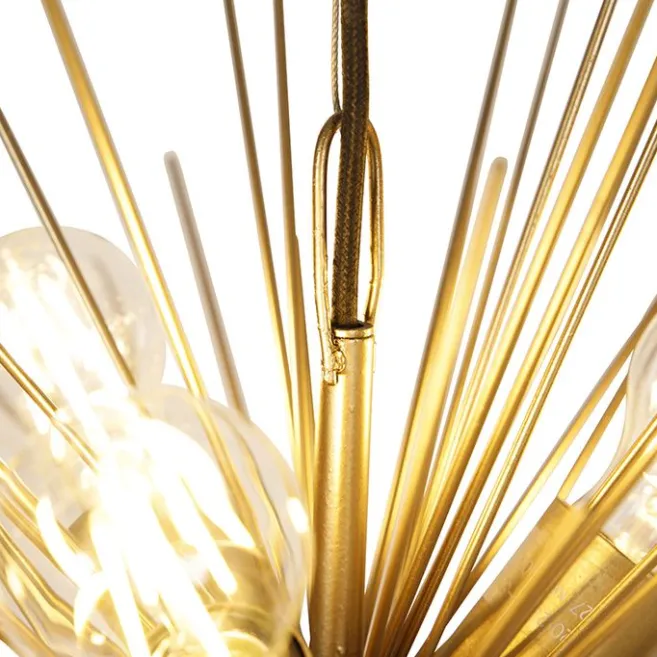 QAZQA Art Deco Hängelampe Gold 6-Licht - Besen