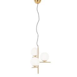 QAZQA Art Deco Hängelampe Gold mit Opalglas 3-flammig - Flore