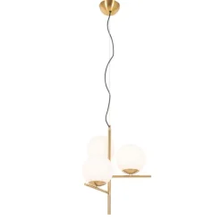 QAZQA Art Deco Hängelampe Gold mit Opalglas 3-flammig - Flore