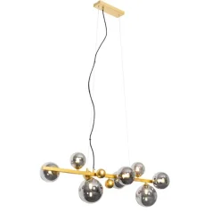QAZQA Art Deco Hängelampe Gold mit Rauchglas 8 Lichter - David