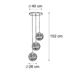 QAZQA Art Deco Hängelampe Gold rund 3-flammig - Maro