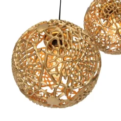 QAZQA Art Deco Hängelampe Gold rund 3-flammig - Maro