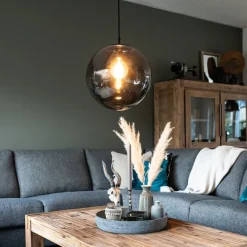 QAZQA Art Deco Hängelampe grau 35 cm - Pallon