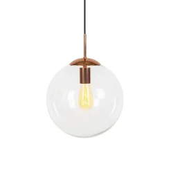 QAZQA Art Deco Hängelampe Kupfer mit Klarglas 30 cm - Ball 30