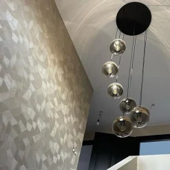 QAZQA Art Deco Hängelampe schwarz mit Goldglas 7-flammig - Pallon