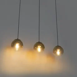 QAZQA Art Deco Hängelampe schwarz mit gold länglich 3-flammig - Pallon