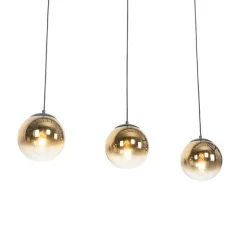 QAZQA Art Deco Hängelampe schwarz mit gold länglich 3-flammig - Pallon