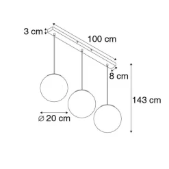 QAZQA Art Deco Hängelampe schwarz mit gold länglich 3-flammig - Pallon