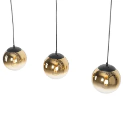 QAZQA Art Deco Hängelampe schwarz mit gold länglich 3-flammig - Pallon