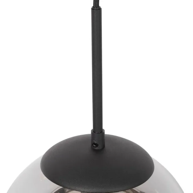 QAZQA Art Deco Hängelampe schwarz mit Rauchglas - Flore