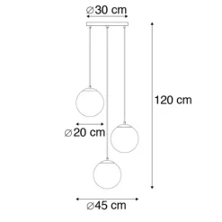 QAZQA Art Deco Hängelampe schwarz mit Goldglas rund 3-flammig - Pallon