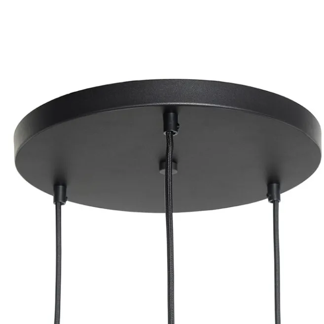 QAZQA Art Deco Hängelampe schwarz mit Goldglas rund 3-flammig - Pallon