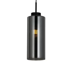 QAZQA Art Deco Hängelampe schwarz mit Rauchglas - Laura