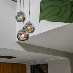 QAZQA Art Deco Hängelampe schwarz mit Rauchglas 3 Lichter - Wallace