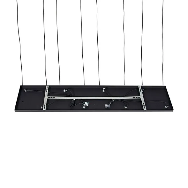 QAZQA Art Deco Hängelampe schwarz mit Bernsteinglas 8-flammig - Hanne